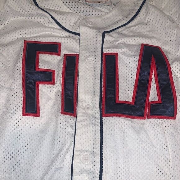Fila Jersey Men's Baseball White Short Sleeve Button Up - Picture 4 of 4